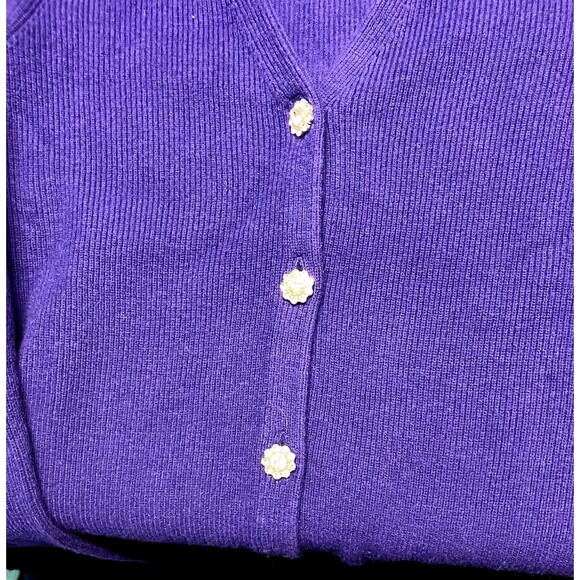 J. Jill Cardigan Sweater Women's XS Purple Button Front V-Neck Long Sleeve NWOT - Picture 6 of 8
